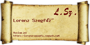 Lorenz Szegfű névjegykártya